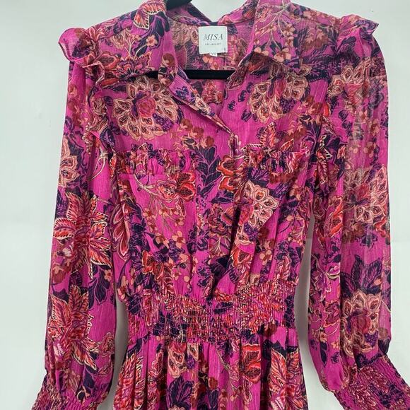 Misa Marjan Floral-print Blouson Sleeve Maxi Dress in Chiffon Size XS NWOT - Picture 11 of 11